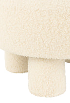 Ronde kruk met rugleuning bouclé wit
