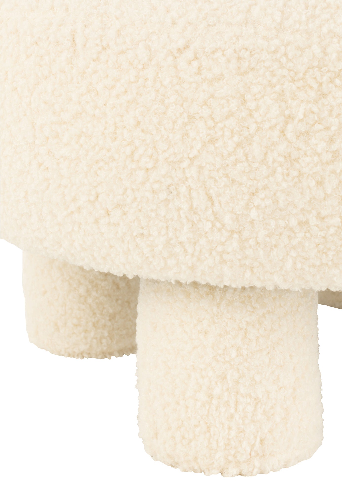 Ronde kruk met rugleuning bouclé wit
