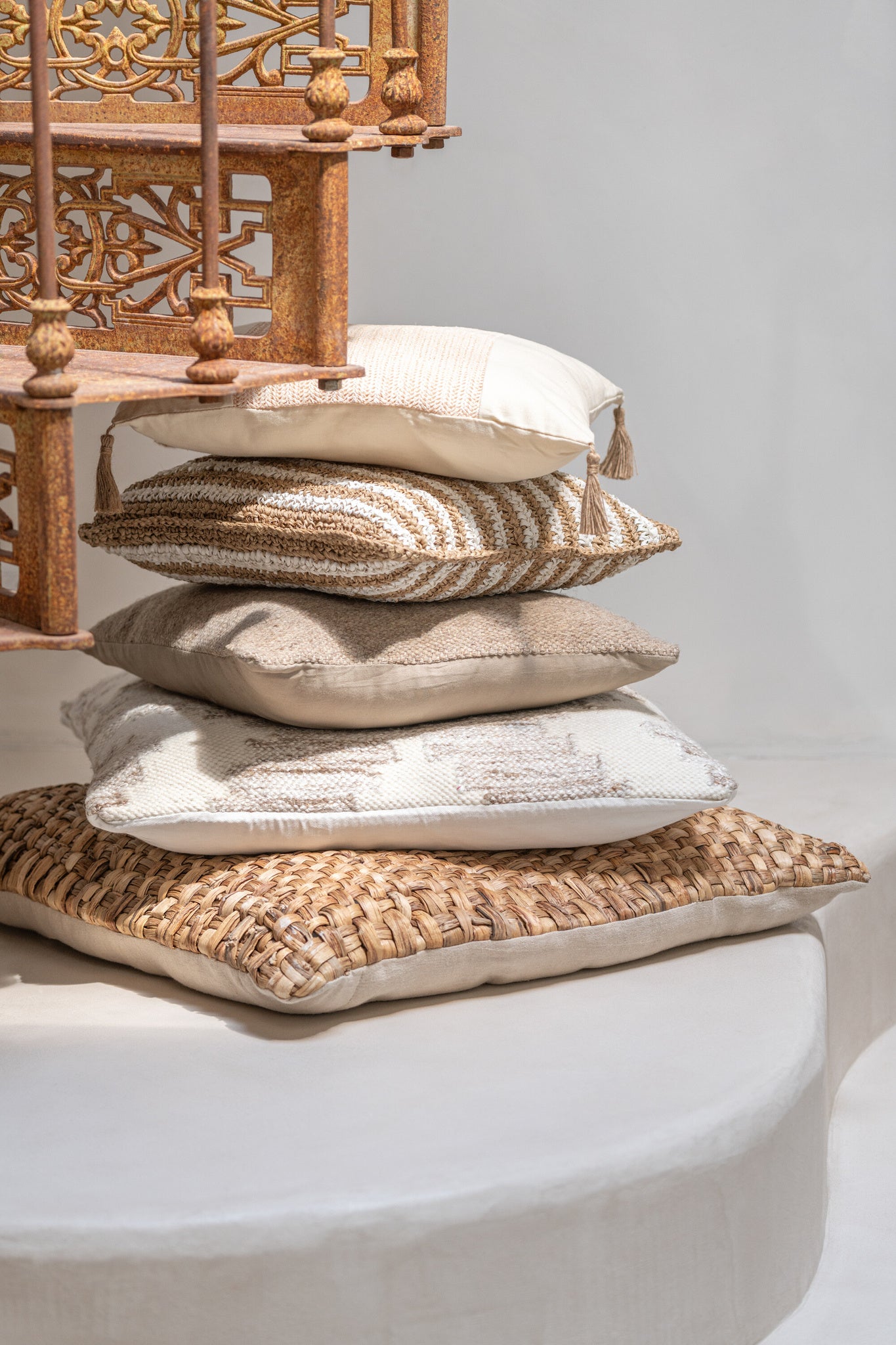 Kussen Geweven Vierkant Polyester Beige