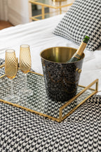 J-LINE SET VAN 2 DECORATIEVE DIENBLADEN IJZER/GLAS GOUDKLEURIG