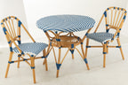 Eettafel rattan blauw/wit