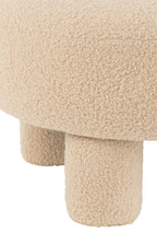 Ronde kruk met rugleuning, bouclé, warm beige