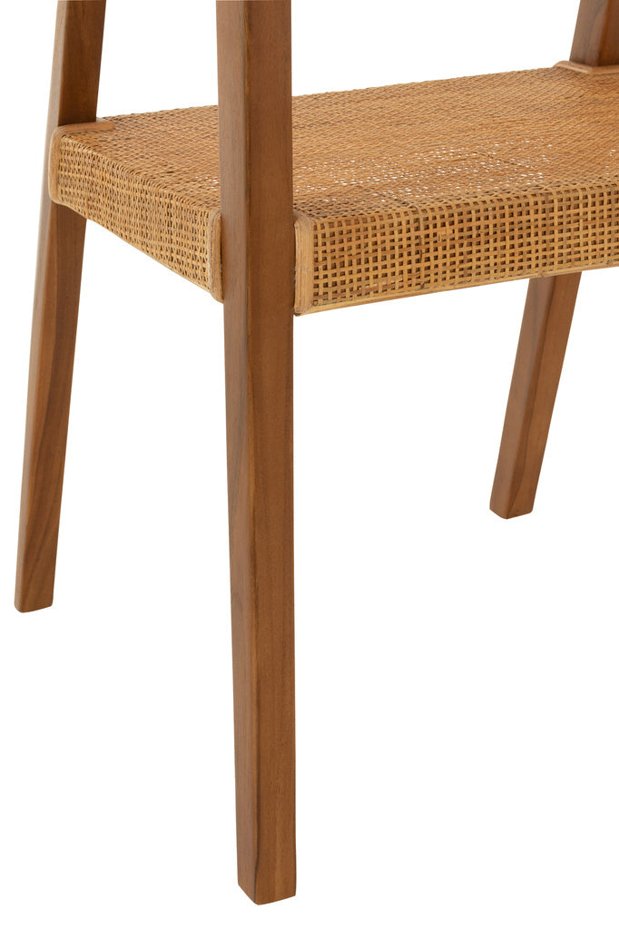 J-LINE DINING CHAIR SQUARE OPEN WEBBING TEAK WOOD BROWN