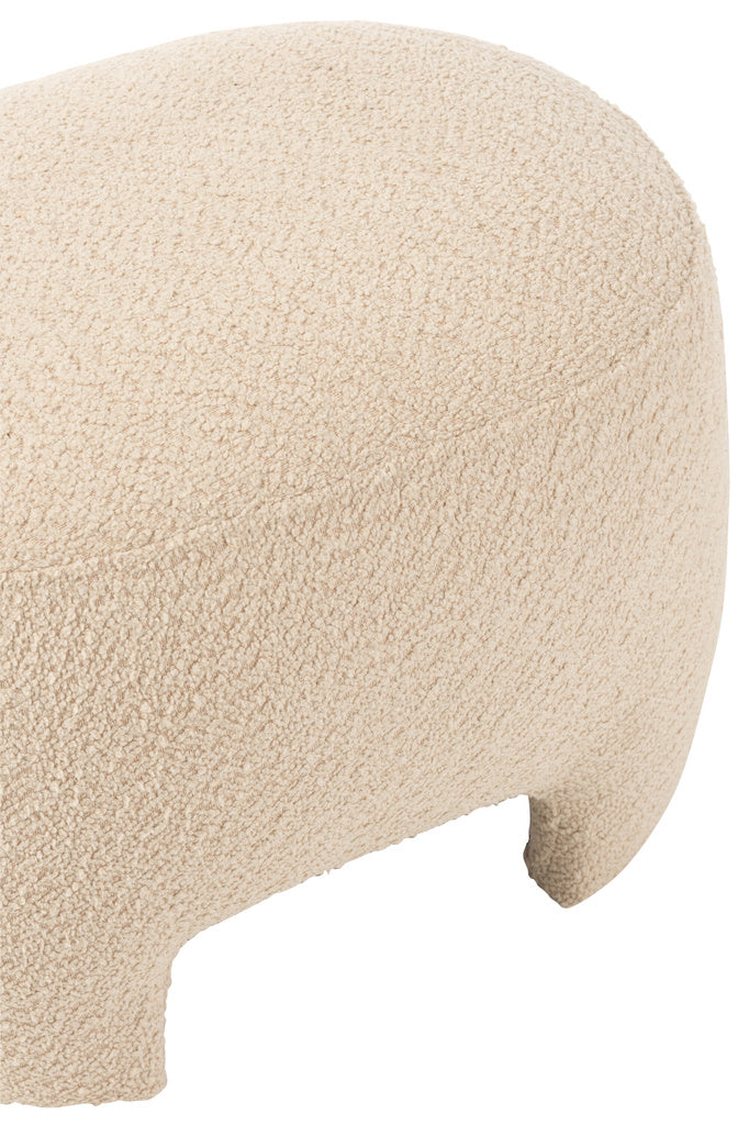 J-LINE POEF GEBREID TEXTIEL/HOUT WIT