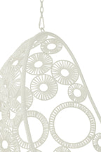 J-LINE HANGSTOEL + KUSSENS BULA METAAL/RIET WIT 