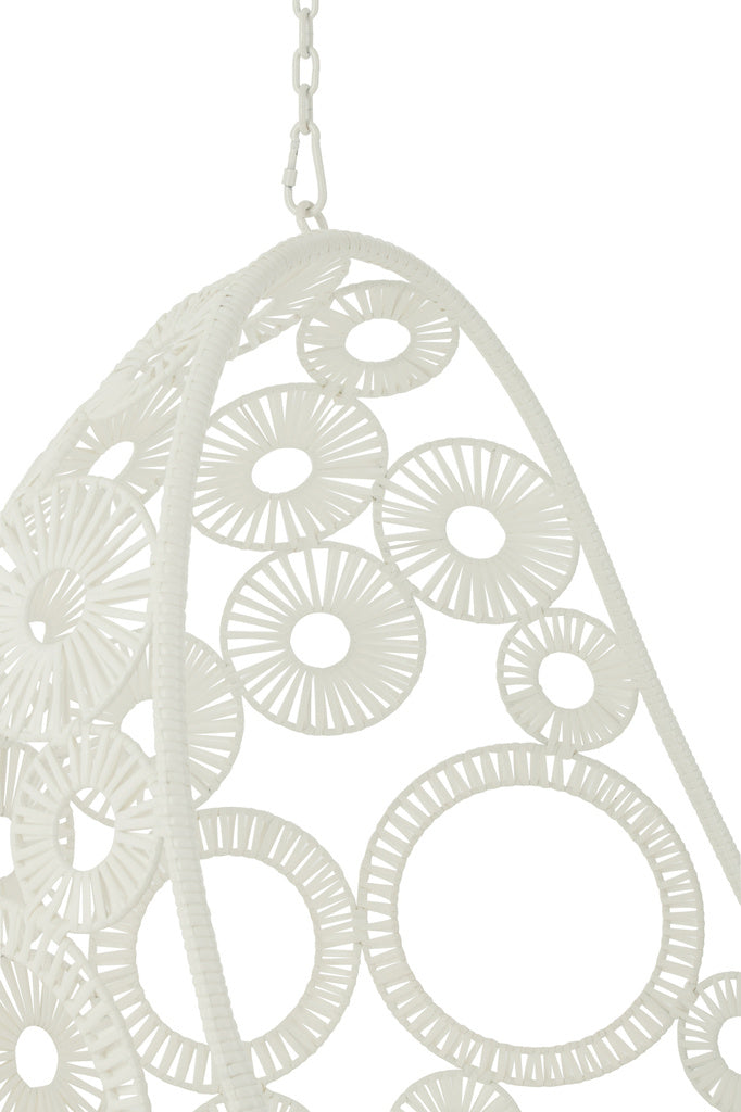 J-LINE HANGSTOEL + KUSSENS BULA METAAL/RIET WIT 