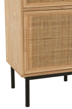 J-LINE NACHTKASTJE VIERKANT MDF/METAAL NATUREL/ZWART