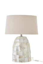 Tafellamp met pareleffect schelp offwhite/lichtbeige