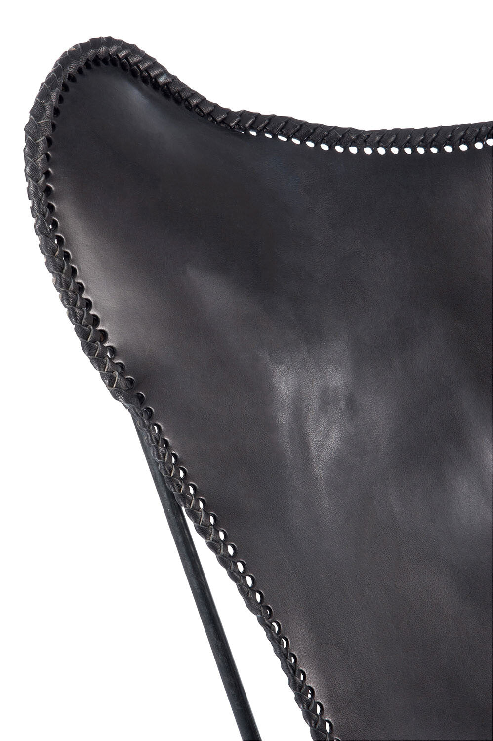 Loungestoel leer/metaal zwart