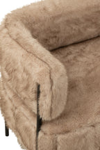 2-zitsbank met bontbekleding en metalen poten, houtkleurig taupe