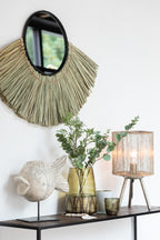 Kleine metalen tafellamp antiekbruin