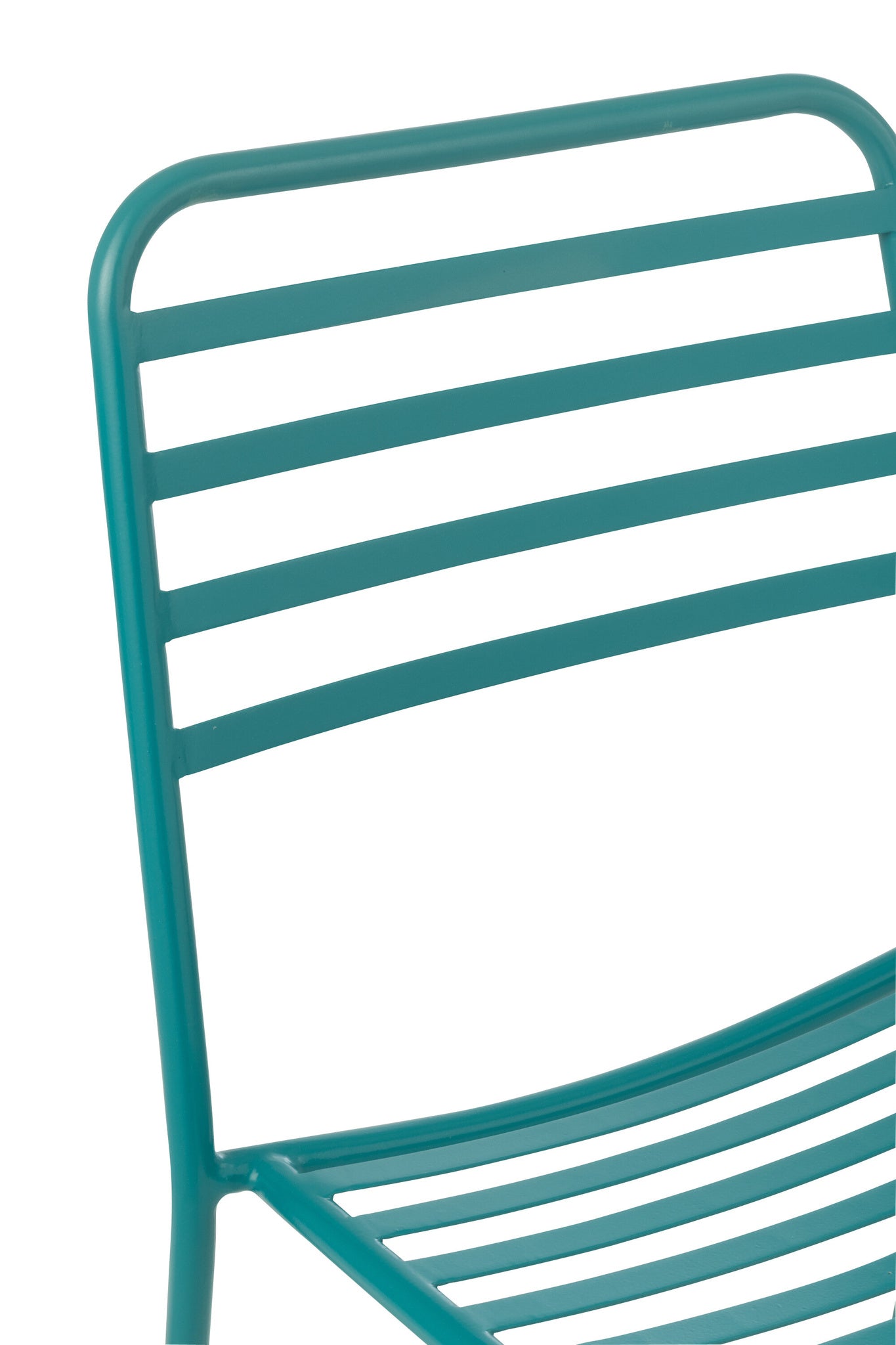Turquoise gestreepte metalen tuinstoel