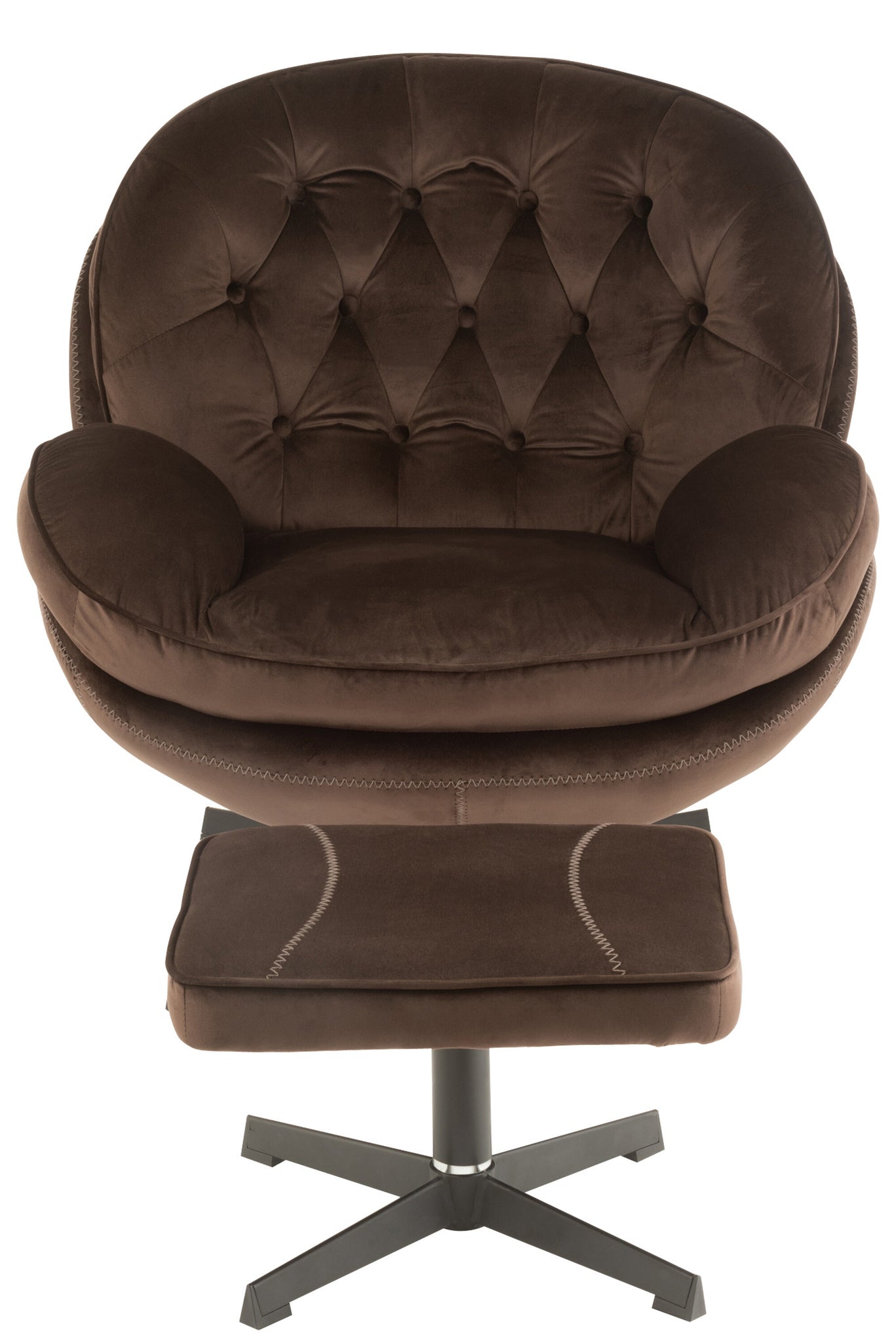 Relax Sofa+ voetenbank metaal/textiel donkerbruin