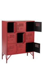 J-LINE CUPBOARD 9 DRAWER METAL RED