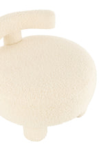 Ronde kruk met rugleuning bouclé wit