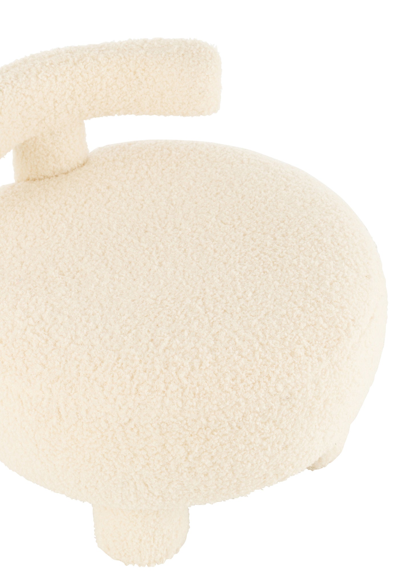 Ronde kruk met rugleuning bouclé wit