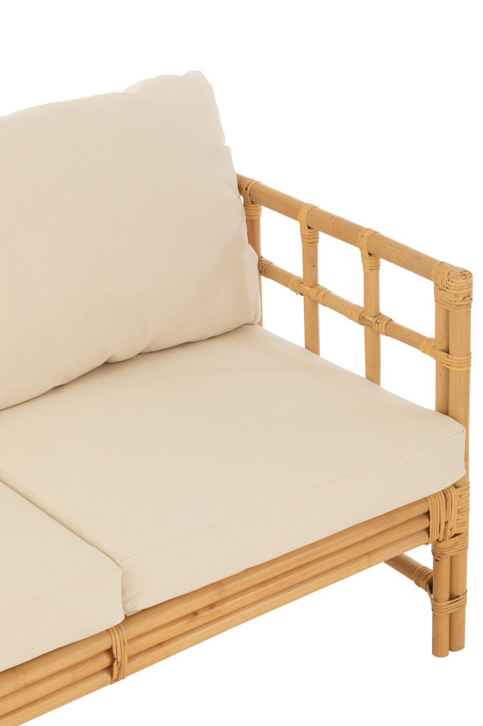 J-LINE SOFA ELISE + KUSSEN 3-PERSOONS ROTAN/TEXTIEL NATURAL/WIT