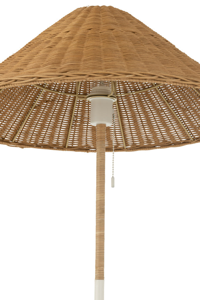 J-LINE VLOERLAMP METAAL/ROTAN – WIT/NATUUR