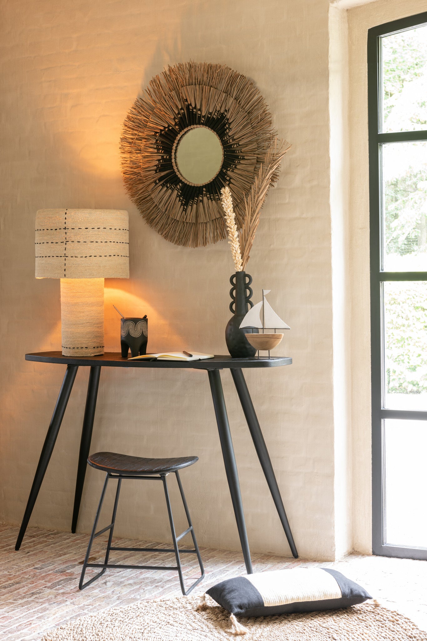 Console Ovaal Recycle Teak Zwart