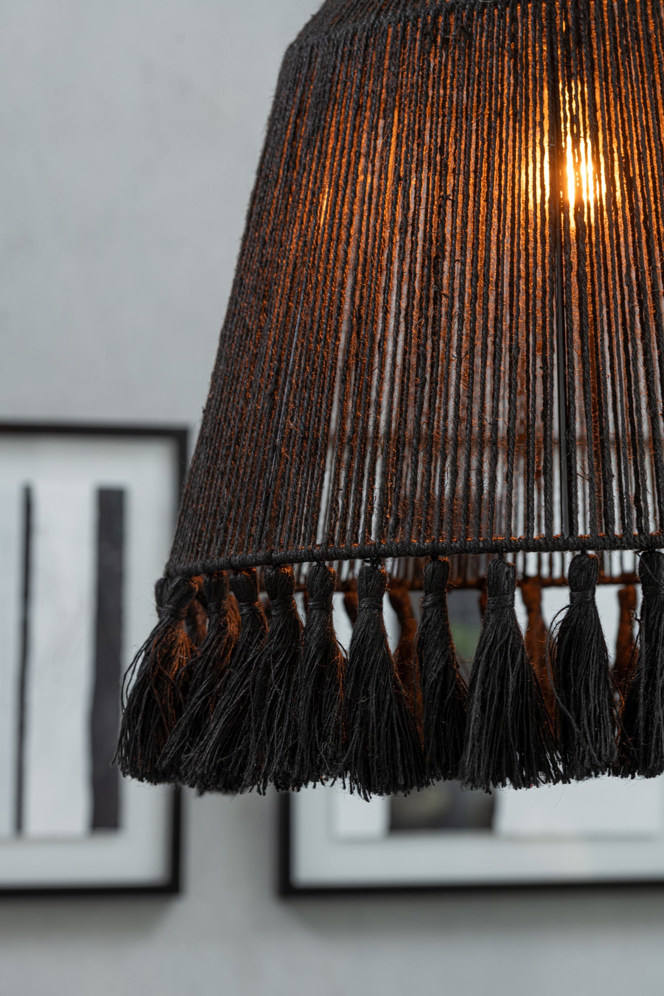 Hanglamp Celia Jute Zwart Groot
