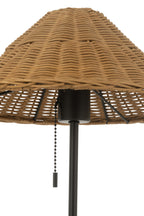 J-LINE TAFELLAMP METAAL/ROTAN ZWART/NATUREL