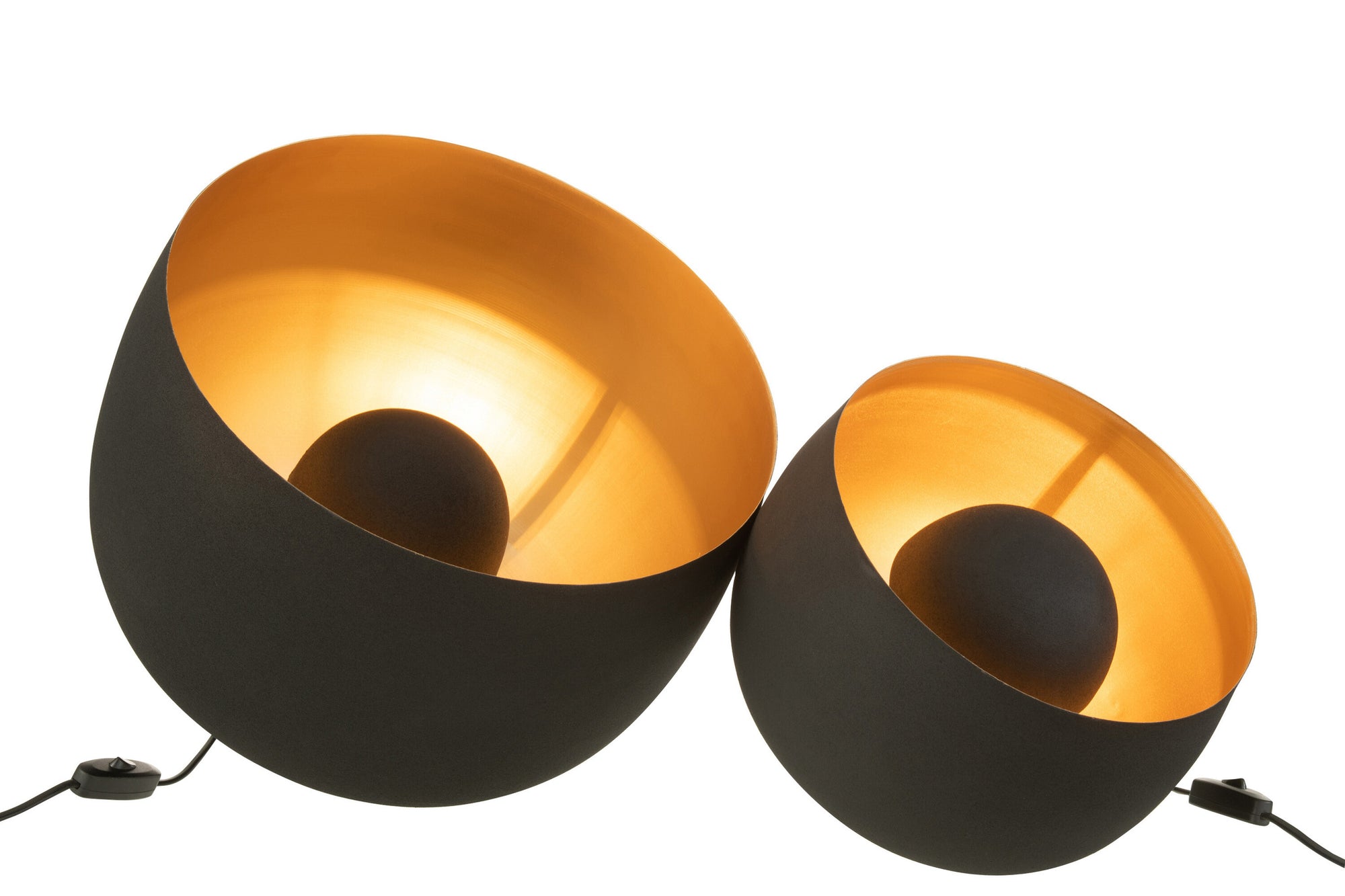 Grote ronde interieurlamp in zwart en goud metaal