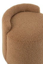 Poef Teddy Rond+Rugleuning Bouclé Camel