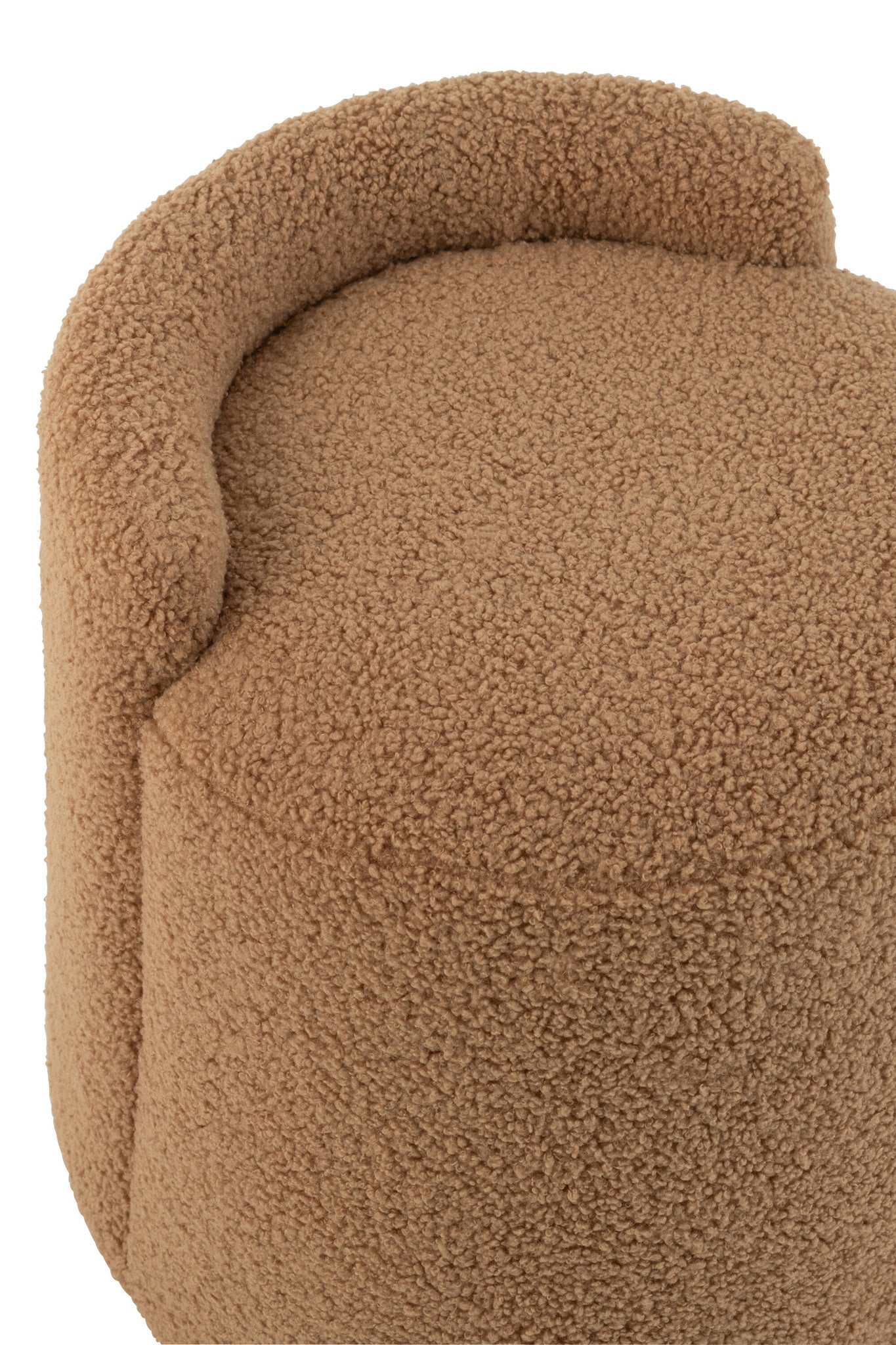 Poef Teddy Rond+Rugleuning Bouclé Camel