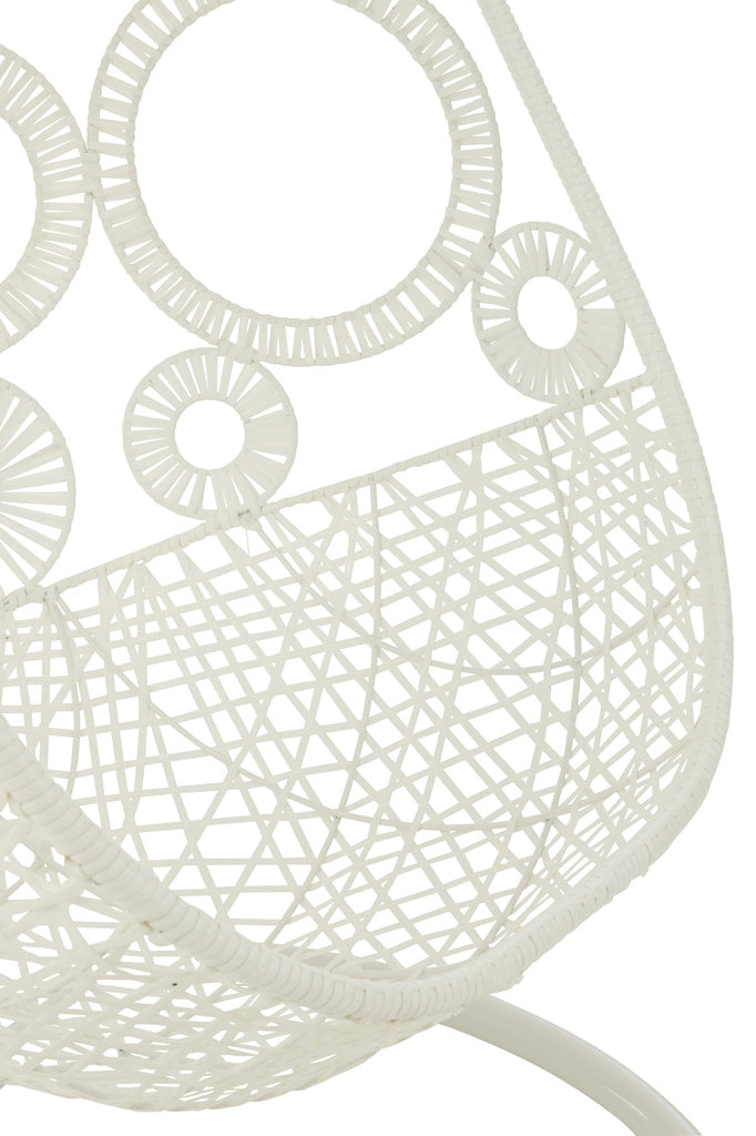 J-LINE HANGSTOEL + KUSSENS BULA METAAL/RIET WIT 