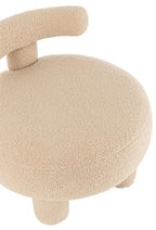 Ronde kruk met rugleuning, bouclé, warm beige