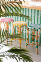 Rotan kruk roze/wit klein