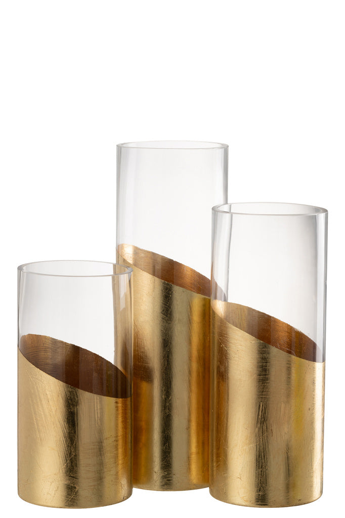 J-LINE WINDLICHT MOA GLAS TRANSPARANT/GOUD LARGE