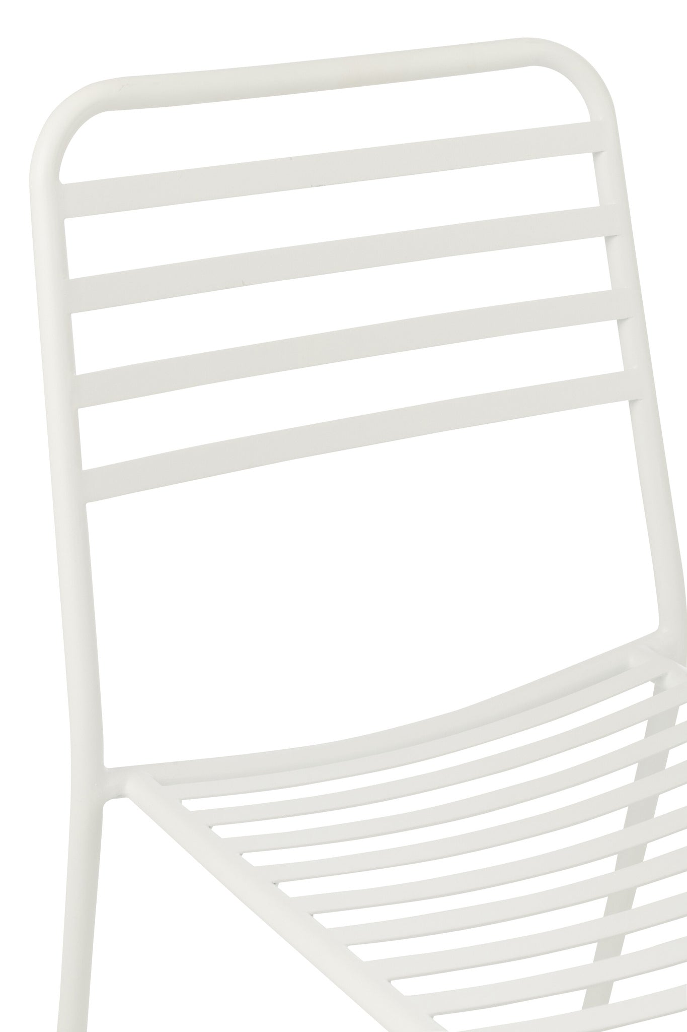 Witte gestreepte metalen tuinstoel