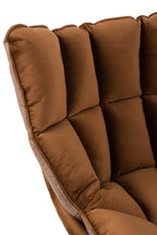 Relaxstoel met kussen op frame, textiel/metaal, bruin