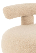 Ronde kruk met rugleuning, bouclé, warm beige