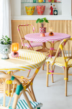 Eettafel rotan roze/wit