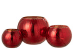 J-LINE WINDLICHT BAL CRAQUELÉ GLAS – PARELMOEREFFECT ROOD LARGE