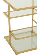 J-LINE BIJZETTAFEL IJZER/GLAS GOUDKLEURIG