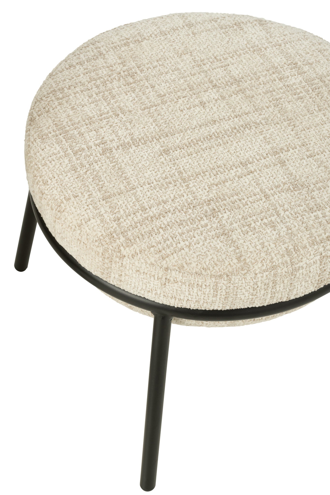 Loungestoel + voetenkruk ijzer beige/zwart