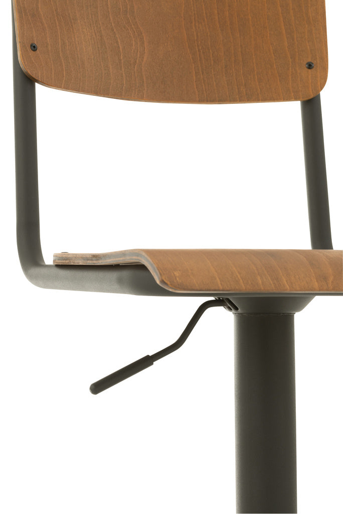 J-LINE BARKRUK – HOUT/METAAL – BRUIN/ZWART – INDUSTRIEEL DESIGN
