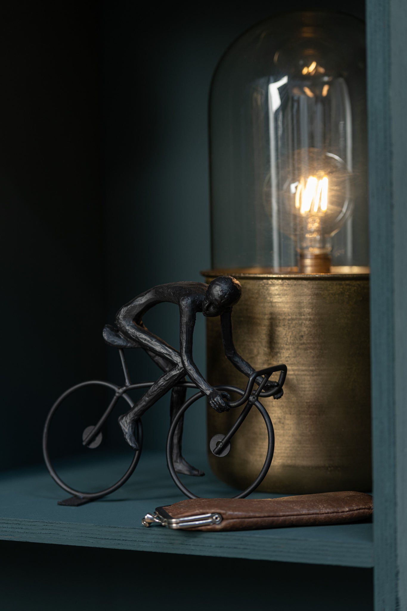 J-LINE ANTIEKE LED-TAFELLAMP GLAS ZINK GOUD GROOT