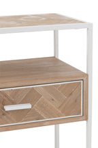 J-LINE SIDETABLE ZIGZAG MET 1 LADEN – HOUT/METAAL NATUUR/WIT