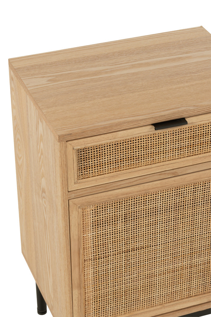 J-LINE NACHTKASTJE VIERKANT MDF/METAAL NATUREL/ZWART