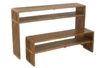 Set van 2 consoles met plank van gerecycled teakhout in natuurlijke kleur.