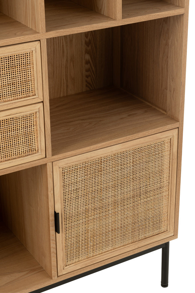 J-LINE KAST COMPARTMENTS MDF/METAAL NATUUR/ZWART