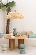 Ronde teakhouten tafel naturel