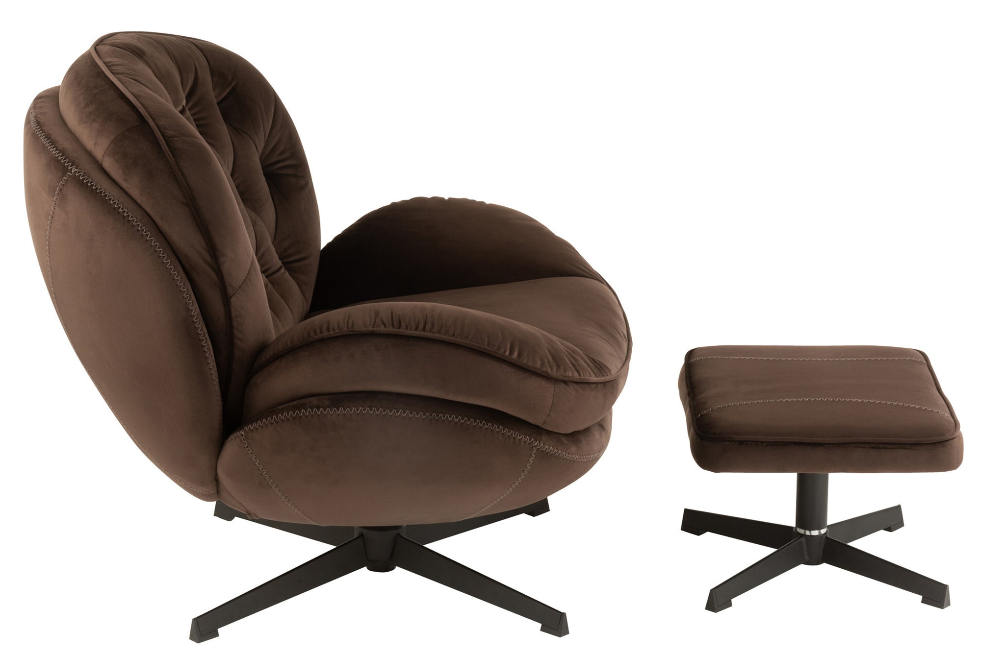 Relax Sofa+ voetenbank metaal/textiel donkerbruin