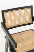 Stoel Grid essenhout/rotan zwart