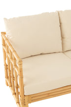 J-LINE SOFA ELISE + KUSSEN 2-ZITS ROTAN/TEXTIEL