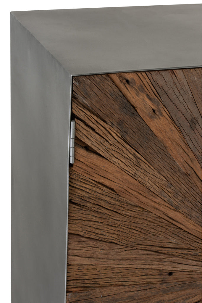 J-LINE KAST SHANIL 2-DEURS HOUT/IJZER NATUREL/GRIJS